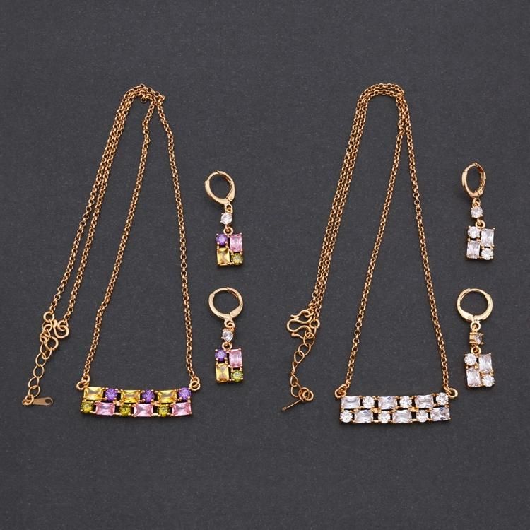 Costume Wholesale Fashion Imitation Gold Silver Stainless Steel Charm Earring Sets Pendant Necklace Jewelry