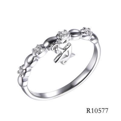 Fashion 925 Sterling Silver with CZ Star Charm Ring