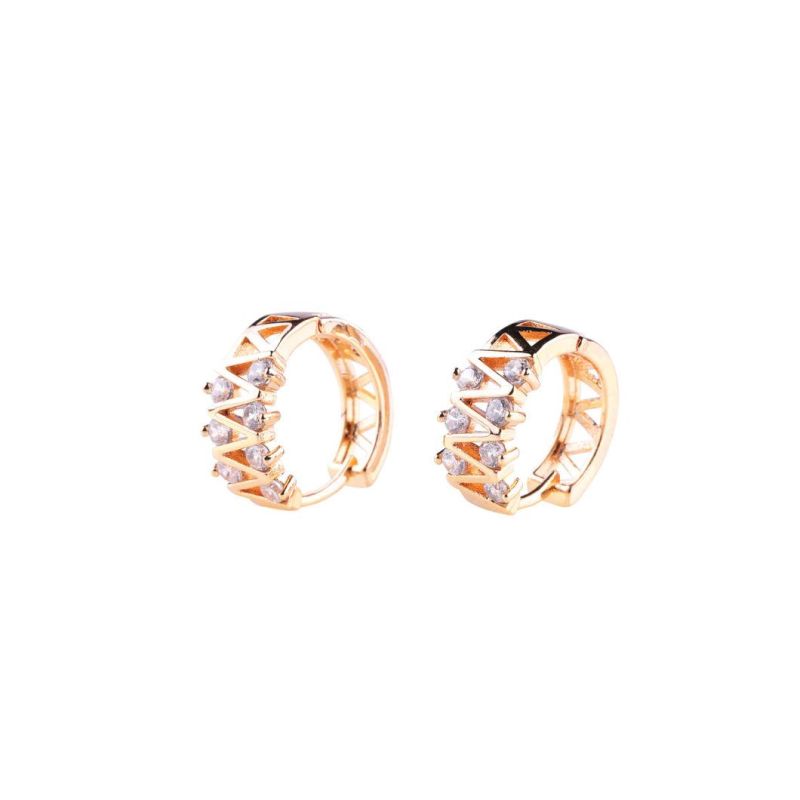 Simple Luxury Fashion Jewellery Youth Female 18K Rose Gold Plated Crystal Earring for Female