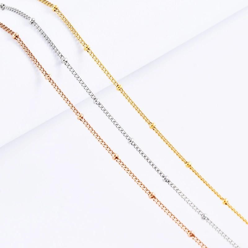 Delicate Customized Length Gold Plated Satelite Curb Necklace with Ball Necklace