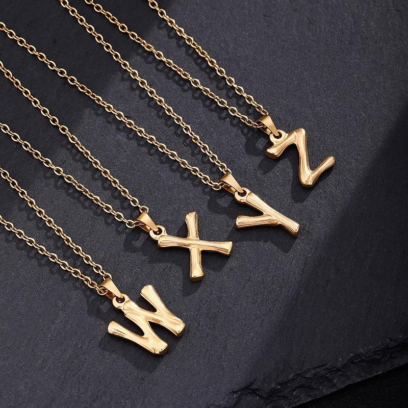 Manufacturer Custom Jewelry High Quality Non Tarnish 2022 Wholesale Fashion Women 18K Gold Plated Stainless Steel Letter Necklace Jewellery