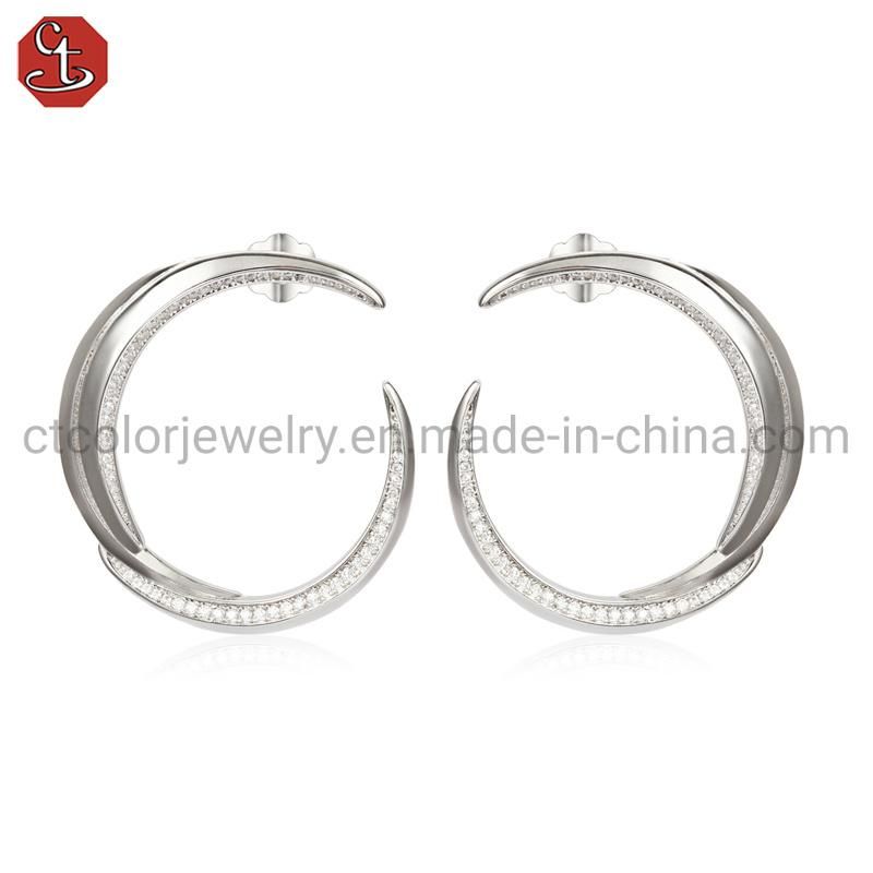 2021 New Fashion jewelrry 925 silver shining earring with white CZ earrings