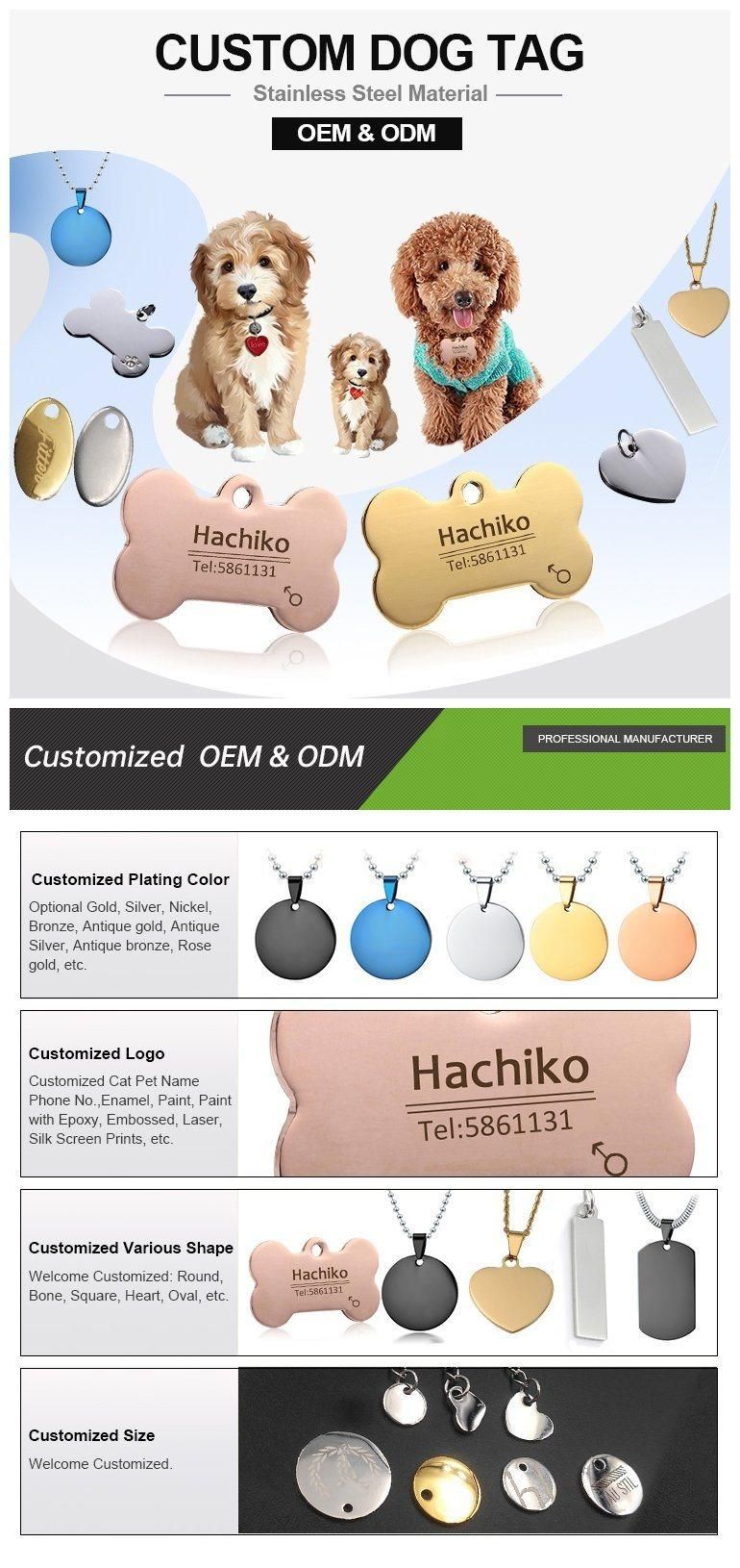 Factory Sale 3D Soft PVC Dog Tag Metal Xvideos Brass Custom Xvideo Ear GPS Paw Two Hole Polish Military Bronze