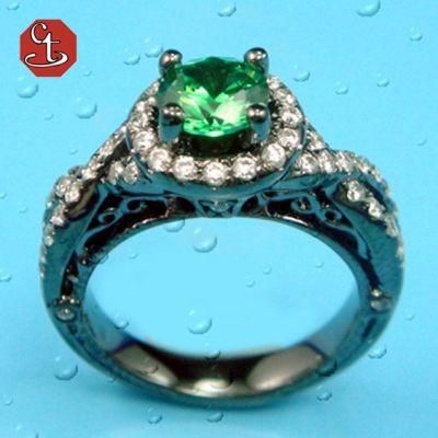 Special Silver Rings For Women Luxury Shiny Zircon Black Rhodium Lover Green Nature Gems and CZ Ring Fashion Jewelry