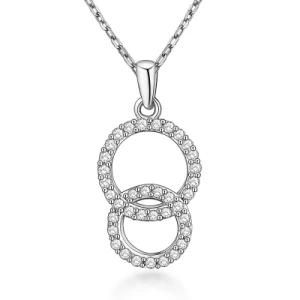 Circle Pendant Pave Setting in Gleaming Silver