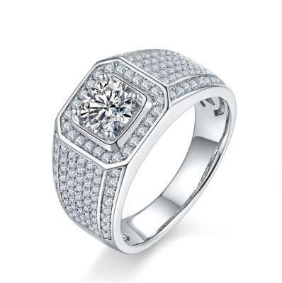 Moissanite Ring Fine Silver Jewelry Engagement Wedding Moissanite 925 Silver Rings Men
