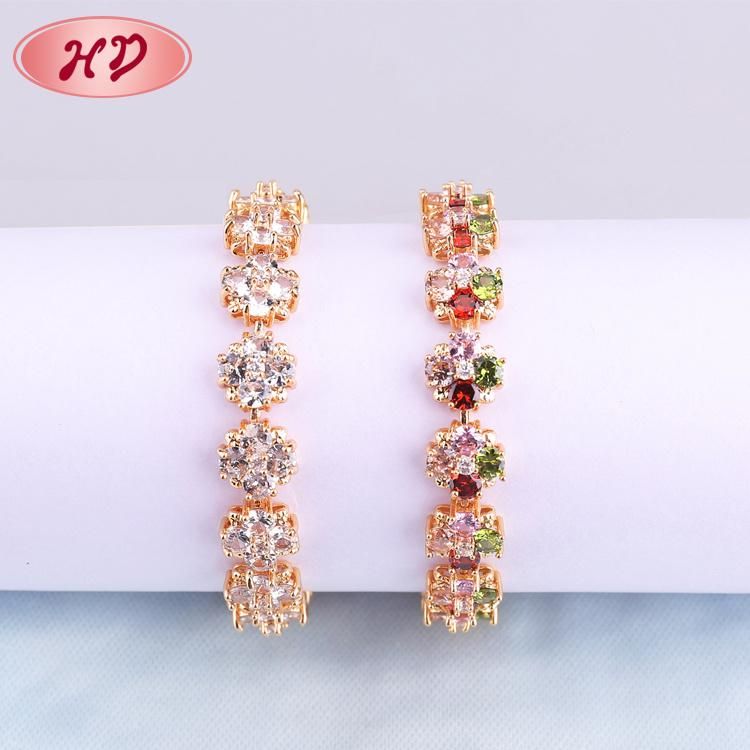 Customized Crystals Copper Fashion Jewellery Gold Bracelet for Women