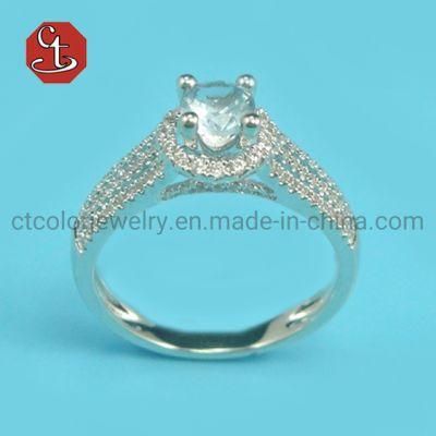 Wholesale New Model Fashion Wedding Jewelry Sterling Silver Special Shiny PS Shape small CZ Ring for Girl