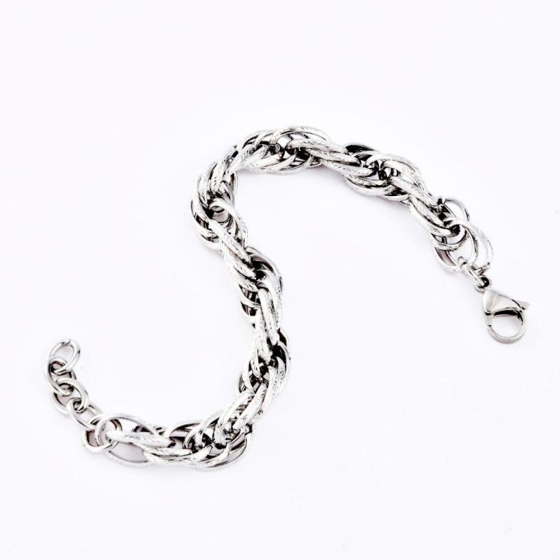 Custom Stainless Steel Sliver Gold Plated Fashion Rope Embossing Jewellery Steel Link Chain