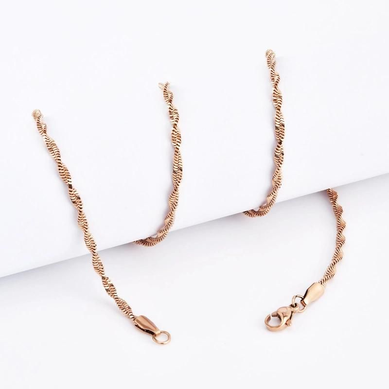 Fashion Accessories Stainless Steel Jewelry Design Twisted Push Chain Necklace for Lady