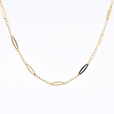Shining 18K Gold Plated Embossed 316L Stainless Steel Thick Necklace for Women