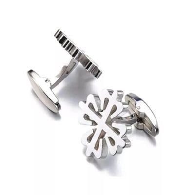 Simple Snowflake Shape Shiny Polishing Steel Cufflink for Party