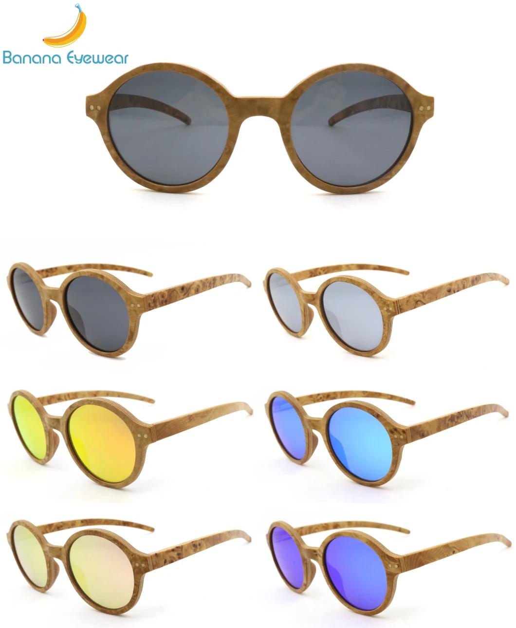 Ready to Ship 2020 Classic Round Tree Tumor Wooden Sunglasses