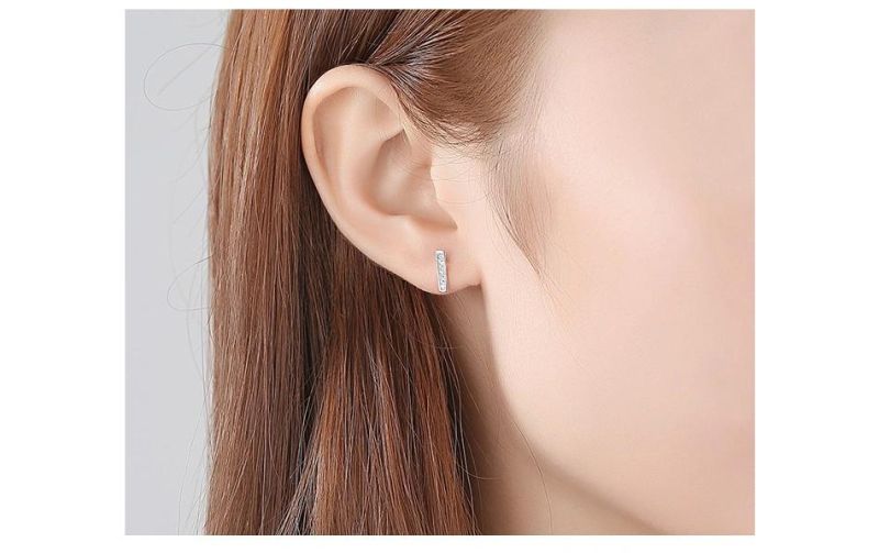 Geometric Solid Gold-Plated Silver Earrings Stud