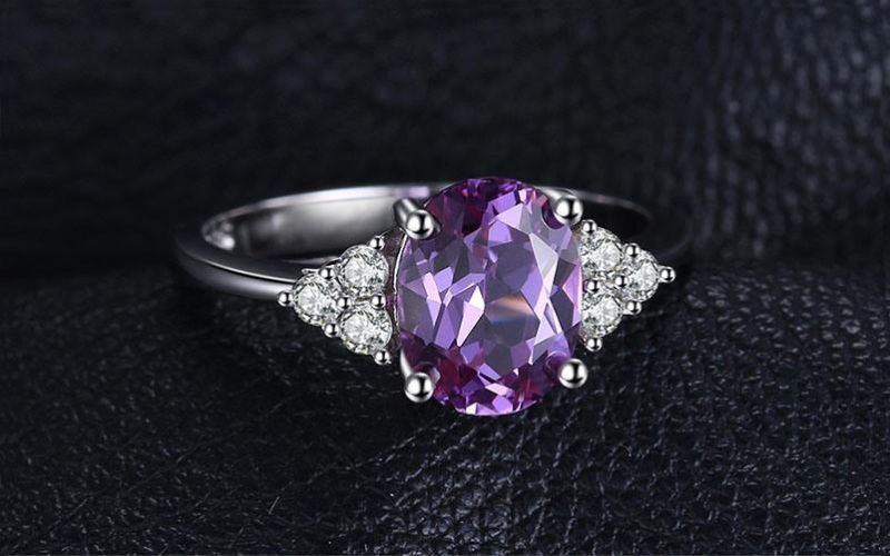 Wholesale 925 Sterling Silver Jewelry Created Gemstone Amethyst Pendant Jewelry Set