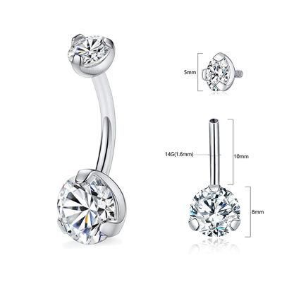 Eternal Metal ASTM F136 Titanium Internally Threaded Top Round Prong Set CZ Belly Button Ring Body Jewelry