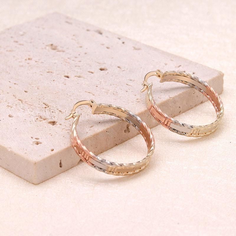 High Quality Fashion Huggie Unique Big Hoop Tricolor Earrings