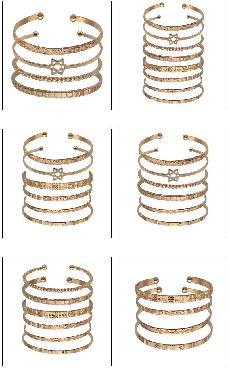 Portable Wholesale Factory Spot Affordable Price Luxury Ladies Bangles Gold Multi-Combination Set Metal Couples Bracelet