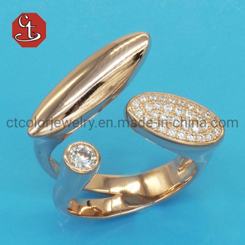Personalized Irregular Moon MQ Shape CZ Ring Korean Version Exquisite White CZ Metal Silver or Copper Rings Punk Rings
