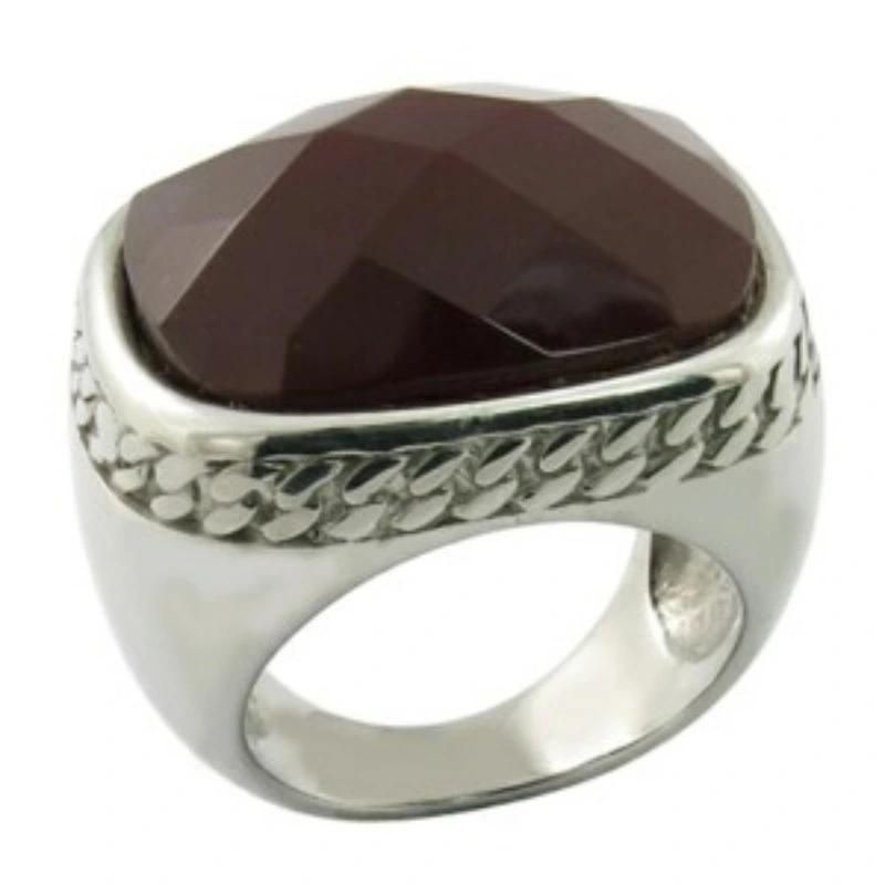 Oval Glue Ruby Stone Medical Steel Large Gem Stone Rings