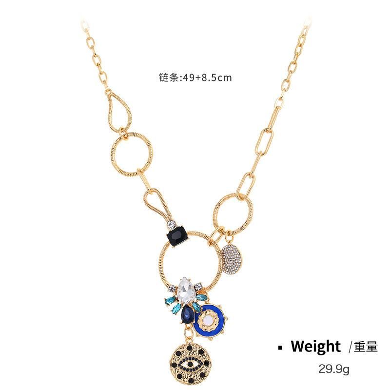 Women′ S Coin Set Diamond Embossed Small Pendant Bib Necklace