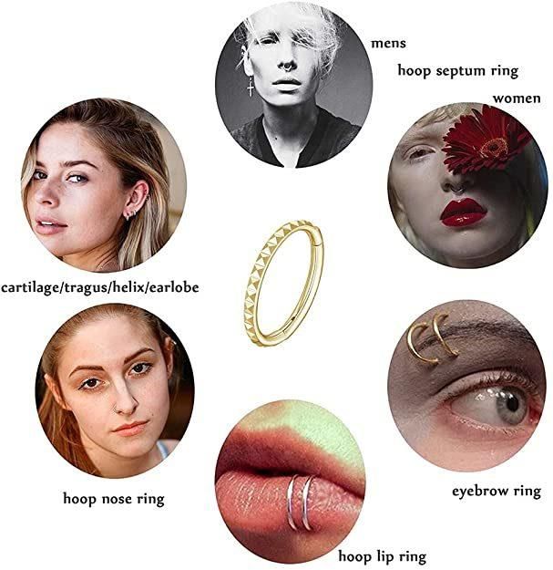 New Design 316L Surgical Steel Pyramid Hinged Nose Rings Hoop Body Piercing