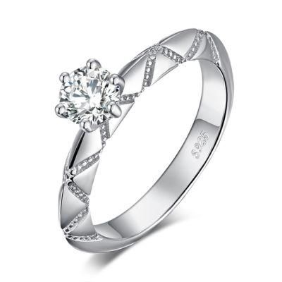 Fashion Jewellery 925 Sterling Silver Cubic Zirconia Solitaire Ring for Wedding/Engagement Wholesale