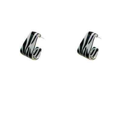 Black and White Striped Square Geometric Simplicity Cool Hipster Earrings