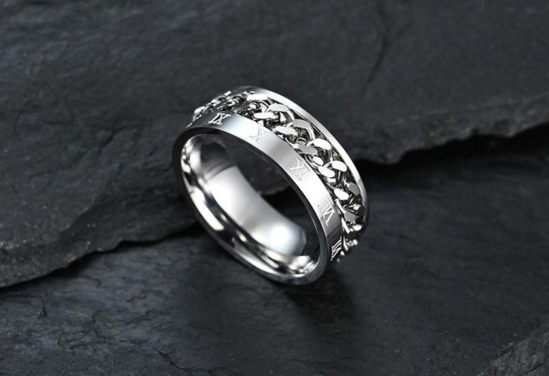 Fashion Ring Release Stress Spinner Ring The Beer Bottle Artifact Roman Numeral Rotatable Chain Ring