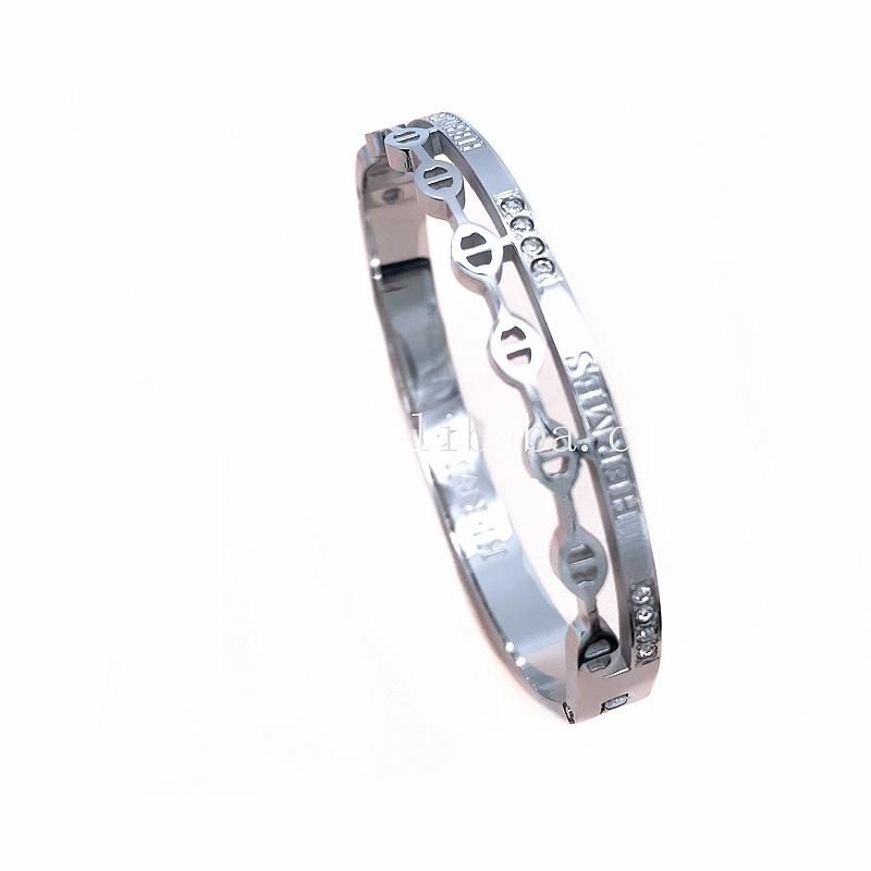 Classic Engraving Jewelry Women Stainless Steel Belt Silver Bracelet 18K Gold Love Valous Bangle Male Jewelry