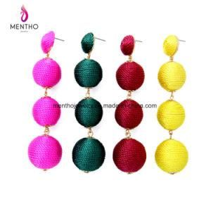4 Colors New Fashion Popular Retro Long Wool Ball Tassel Women&prime;s Earrings Jewelry