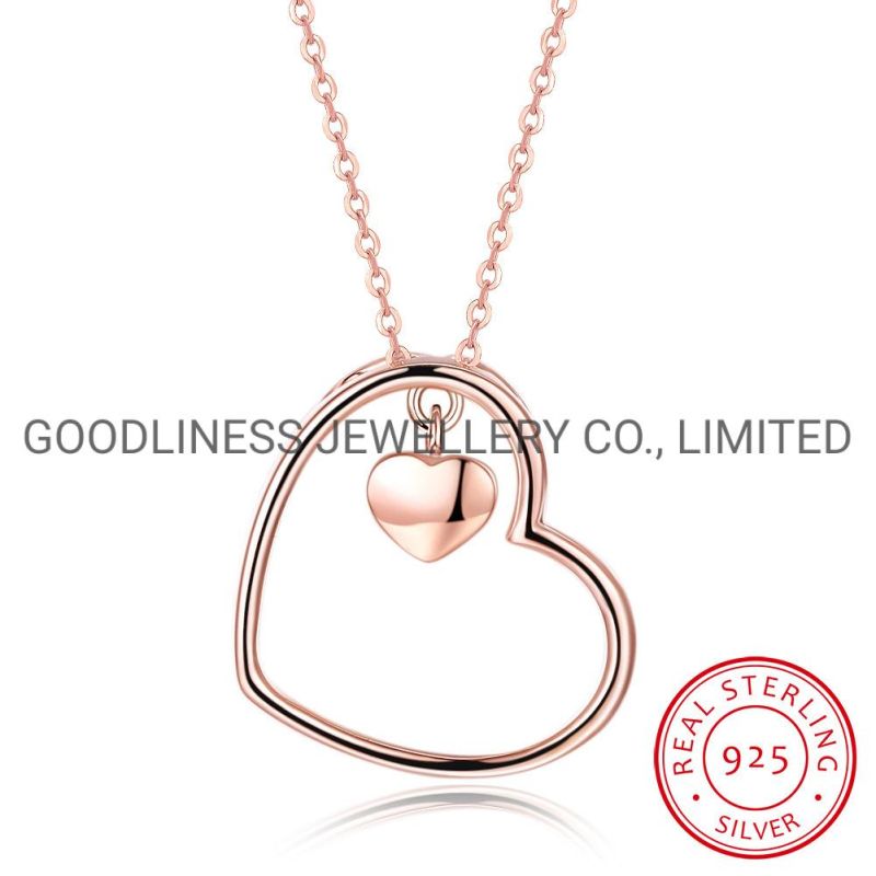 Initial Rose Gold Plated Chain Heart Pendant Necklace for Women
