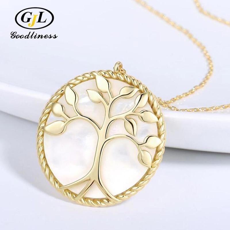 Mother of Pearl Silver Jewellery Tree Necklace Pendant Fashion Jewelry