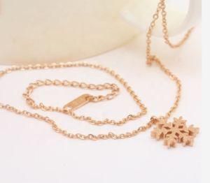 Wholesale Women No Rust Snowflake Rose Gold Plated Stainless Steel Necklace Jewelry