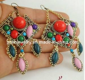 Spring Fashion Jewelry Crystal Alloy Resin Earrings Earring Environmental Friendly Antique Bronze Plated Plating (PE-008)