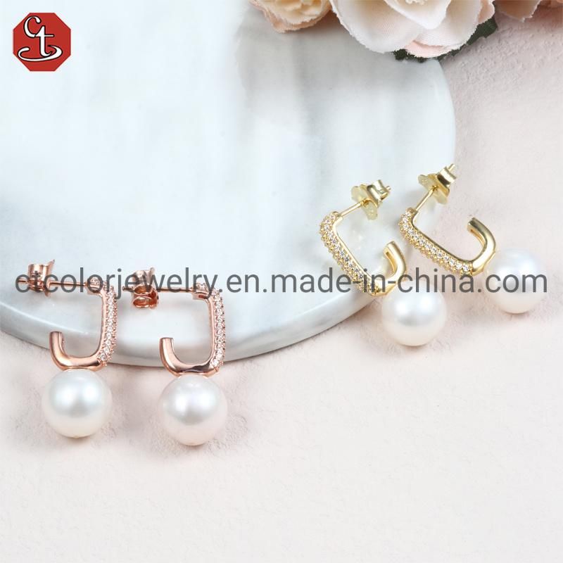 Wholesale Cheap Price 925 Sterling Silver Handmade Earring Fashion Jewellery Pearl Earring for Women Decoration