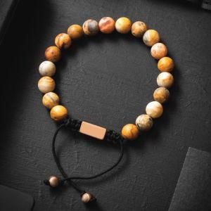 Adjustable Customizable Engraved Healing Handmade Gemstone Tiger Eye Agate Hematite Lava Natural Stone Bead Bracelet//