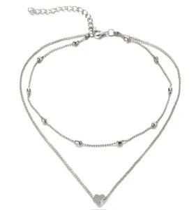 2021 Hot Wholesale Pendant Peach Heart Multi-Layer Clavicle Neck Chain Necklace