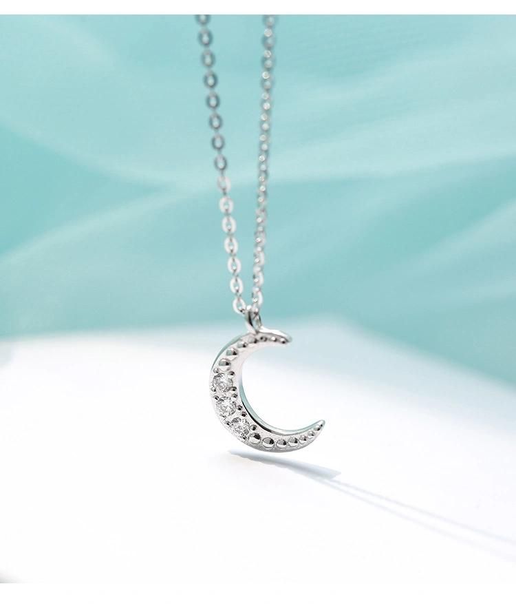 Fashion Silver Color Star Moon Double Necklace Women′s Clavicle Chain Fashion Jewelry