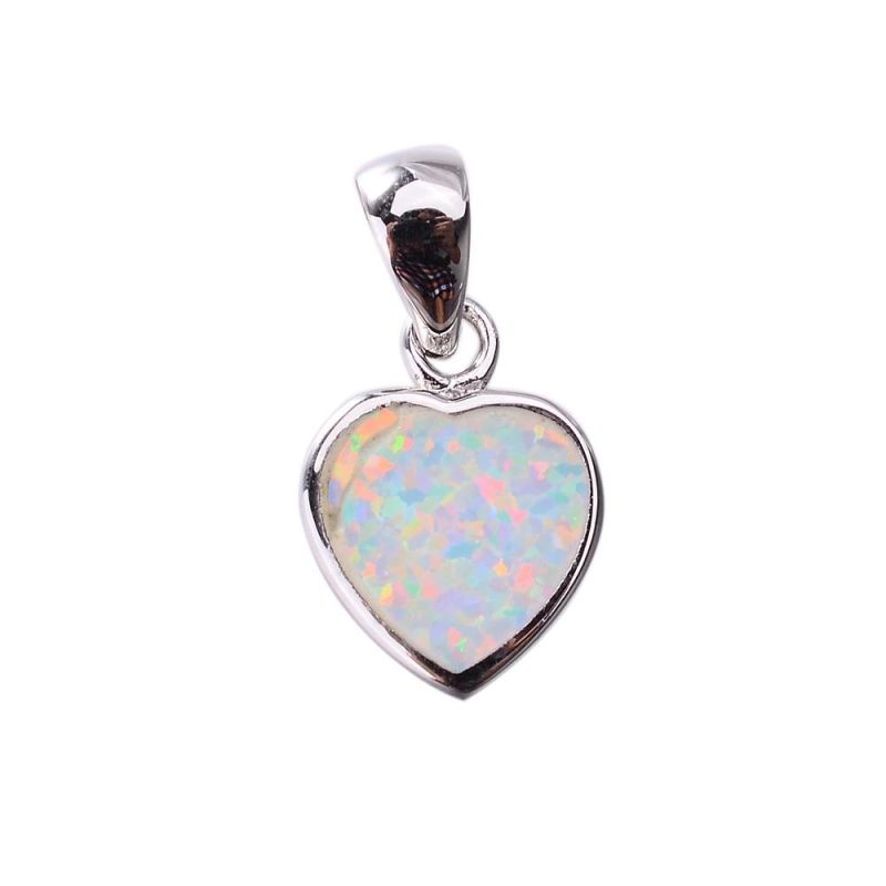 Wholesale Opal Pendant Fashionable 925 Silver Heart Shape Opal Pendant