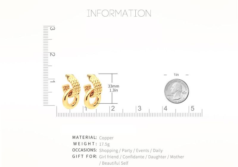 Wholesale Fashion 100% Copper Ear Stud Ring Style Earrings