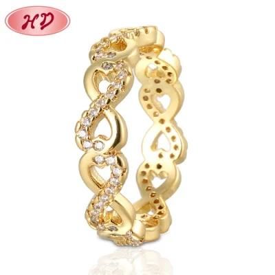 Fashion Jewelry Cubic Zirconia Engagement Wedding Diamond 14K Solid Gold Ring
