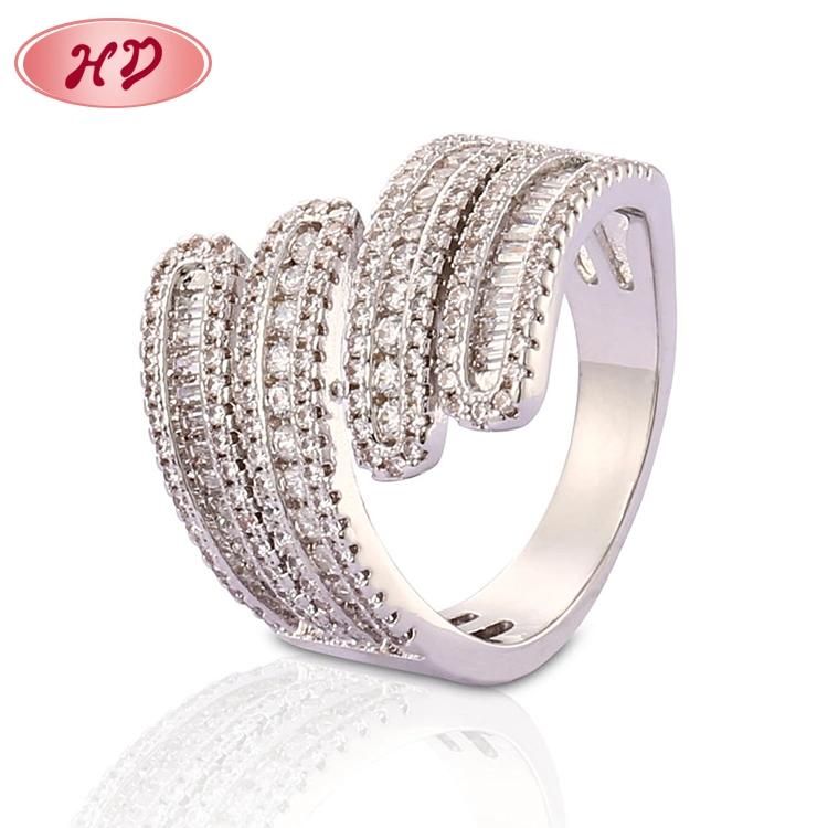 Fashion Women Silver Stainless Steel Rhodium Plated Engagement Wedding Finger Rings Jewelry Design