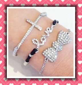Jewelry Bracelet, Fashion Crystal Beads Pave Bow Bracelet, Fashion Bracelet (3333)