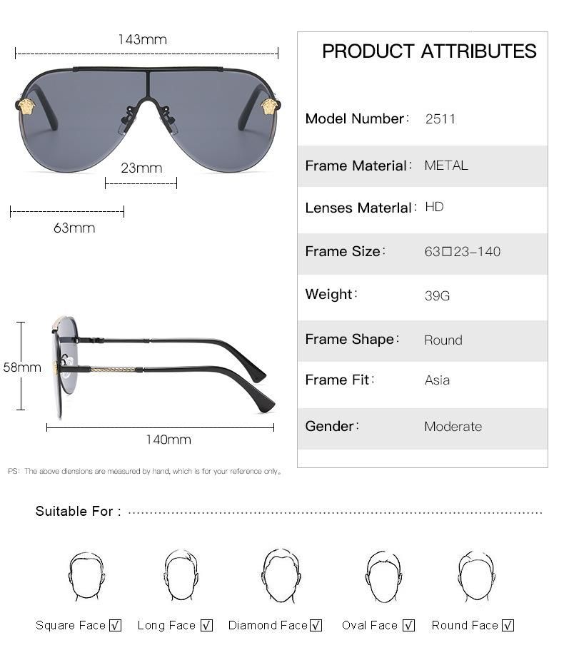 One PCS Designer Goggle Metal Luxury Sunglasses