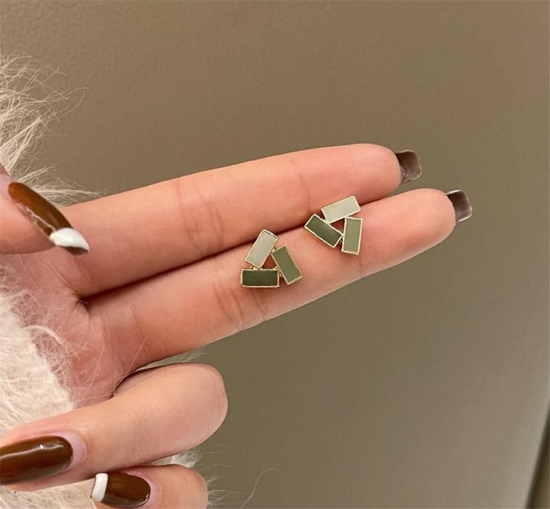 New Triangle Shape 3 Color Enamel Women Stud Earrings