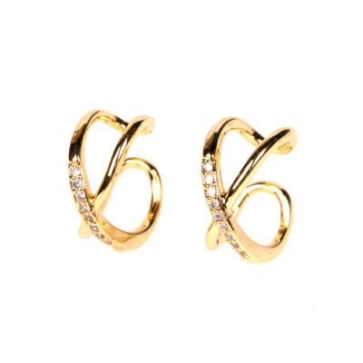 Cuff Earring No Earpiercing Bling Bling Rhinestone Dubai Fashion Hoop Earring for Women