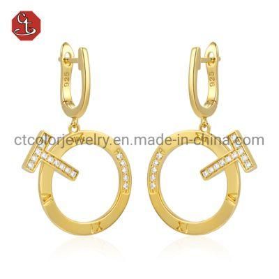 womens earrings fashion Hoop with T earrings chrismas gift earrings