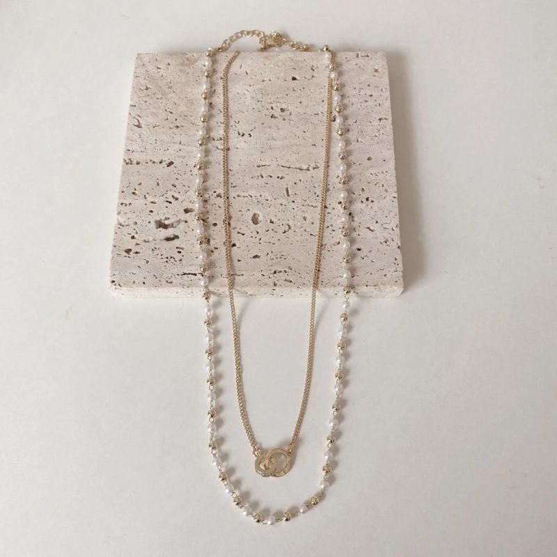 Fashion Pearl Double-Layered Collarbone Chain Necklace Jewelry