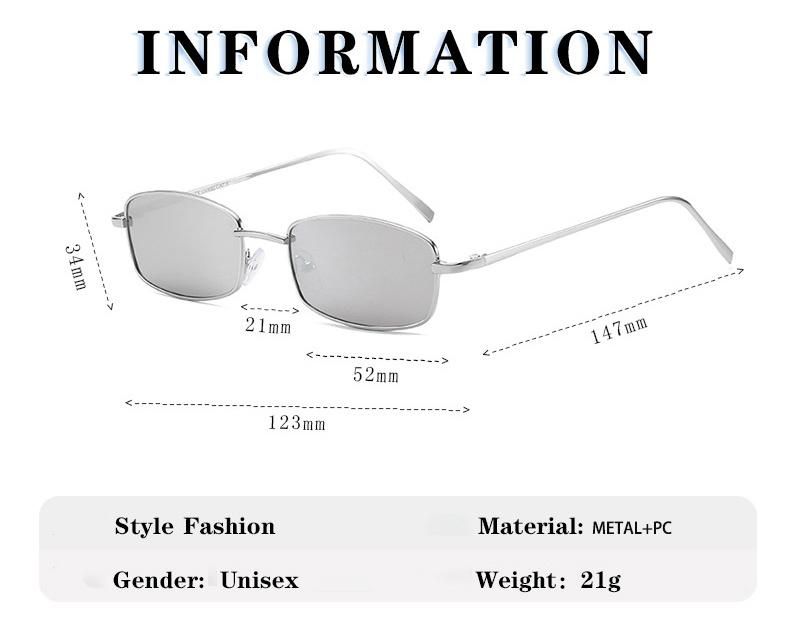 Fashion Metal Frame Sun Glasses Retro Small Rectangle Summer Shades Sunglasses 2022 Metal Circle Square Eyeglasses UV400